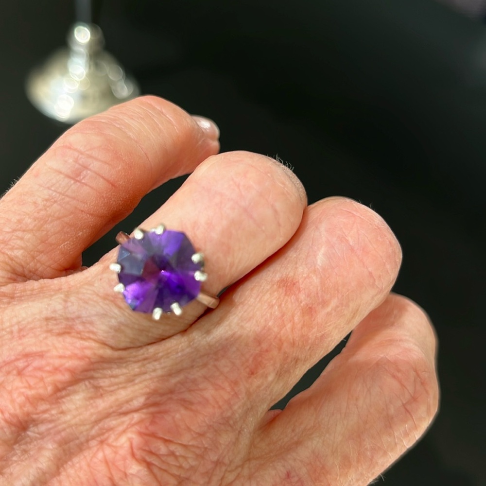Sterling Silver, Amethyst, Solitaire Ring - image 3